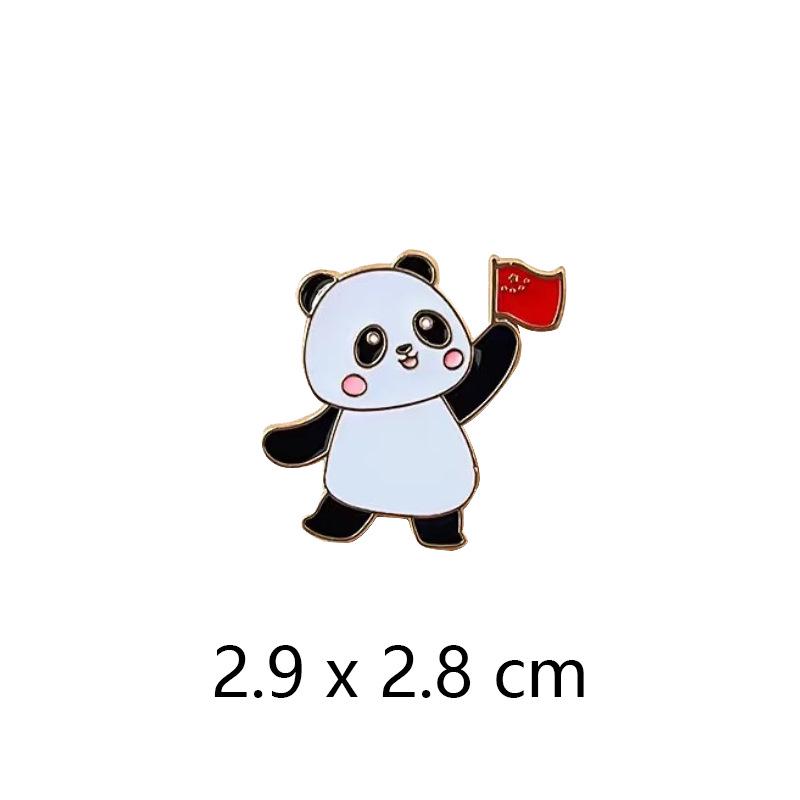 Cartoon Panda Badge: Cute Panda with Flag Brooch for Autumn/Winter Clothing & Backpack Decoration - Unisex Gift