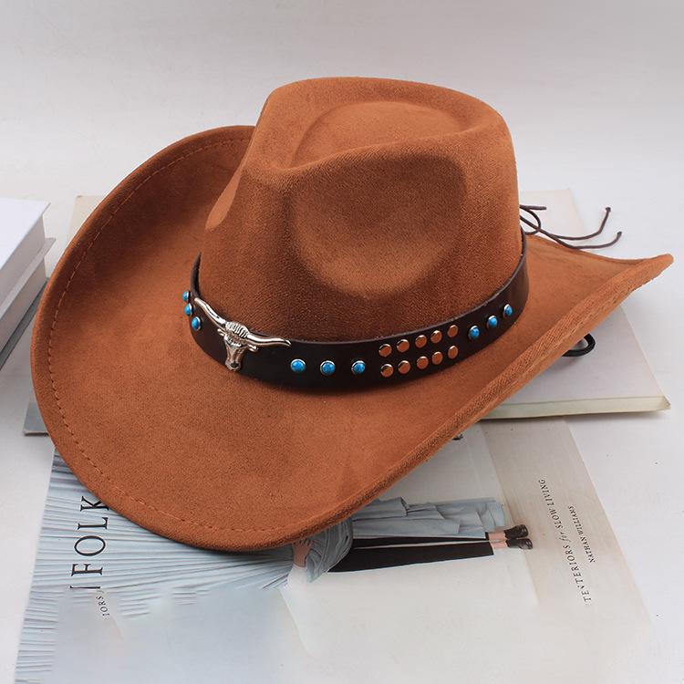 Western Cowboy Style Tibetan Fashion Top Hat Autumn/Winter New Collection Deer Skin Velvet Large Edge Riding Hat