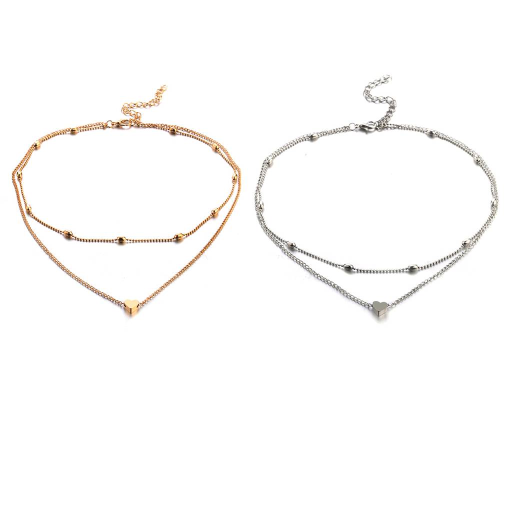 Multi Layers Heart Pendant Women Girl Clavicle Necklace Plating Alloy Adjustable Neck Decorative Jewelry