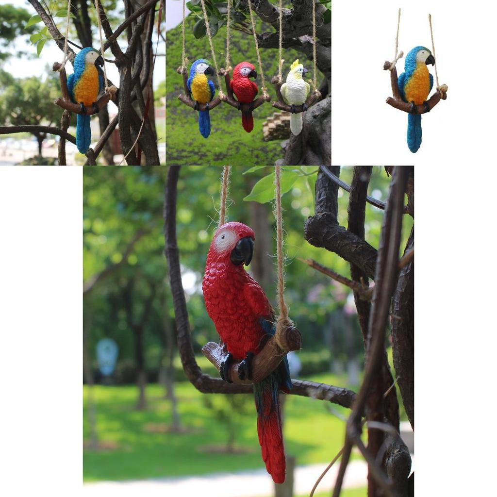 Parrot Hanging Ornament Garden Micro Landscape Resin Craft For Wedding And Party Decor