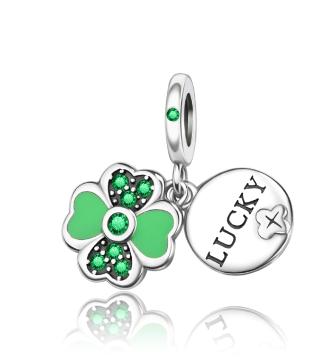 Luckly Four Leaf Shamrock Dangle Charm Copper Family Tree Flower Bead Pendant Compatible With Authentic Bracelets Necklaces Jewellery
