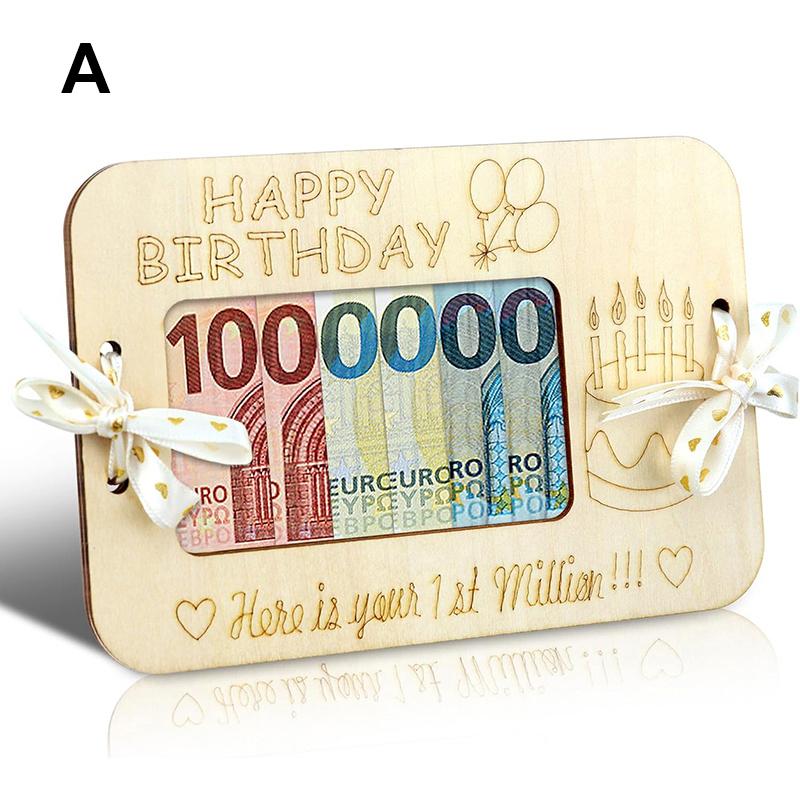 "Your First Million" Wooden Wallet Desk Money Holder Cash Organizer Wooden Craft Valentine'S Day Gift Birthday Gift Wedding Gift