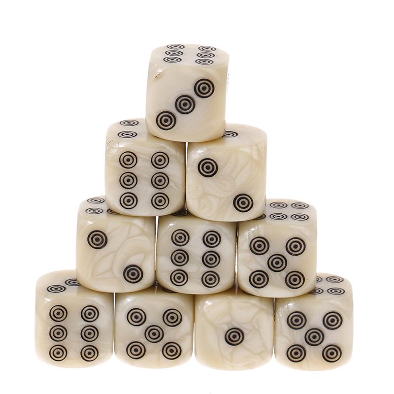 10Pcs 16Mm Acrylic Ivory Dice D6 Dice For Board Game Round Entertainment Party