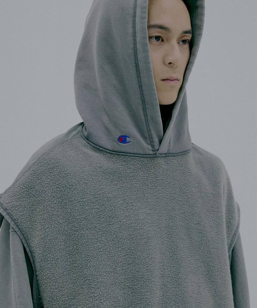 CHAMPION X N.Hollywood Reversible Hooded Sleeveless Dark Grey