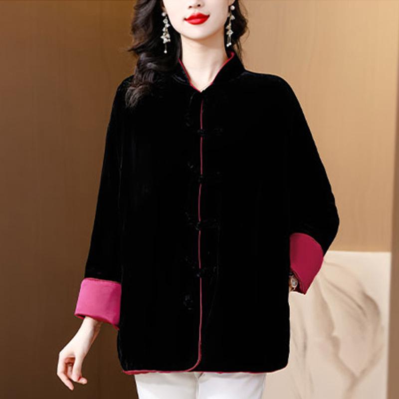 Chinese Style Cotton Jacket Winter Small Cotton Jacket Mothers Clothing Vintage Style Button Cotton Jacket Tang Suit Womens Jacket