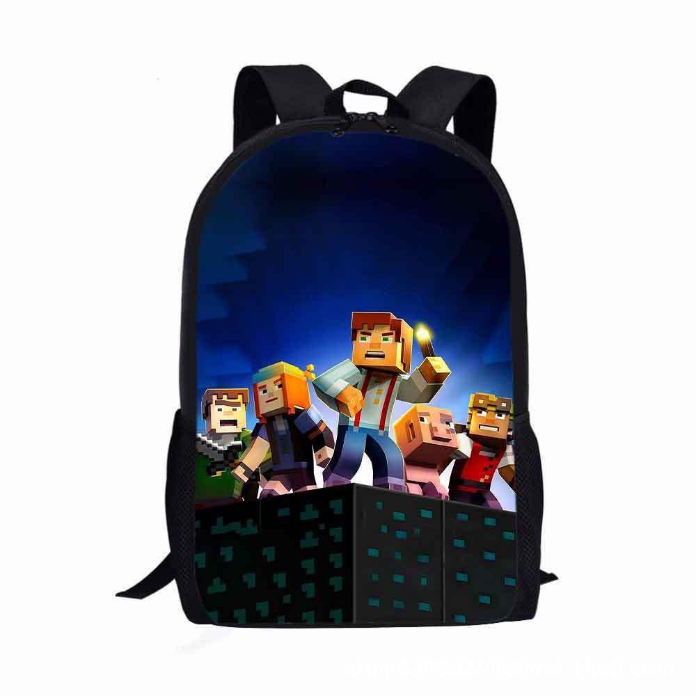 Square Man School Bag Cartoon Backpack Minecraft Backpack Game Printing Large Capacity