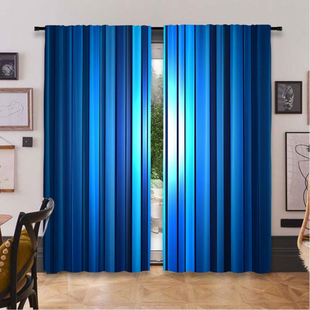 2 Stück Hafenstreifen Vorhänge Lebhaftes Marineblau Mit Dünnen Vertikalen Streifen Modernes Design Wohnzimmer Schlafzimmer Fenster Vorhänge