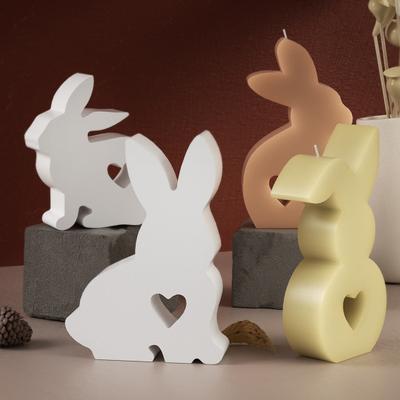 Easter Bunny Candle Silicone Mold Hollow Love Heart Non-stick DIY Homemade Aromatherapy Scented Candle Decoration Gypsum Epoxy Resin Casting Mould