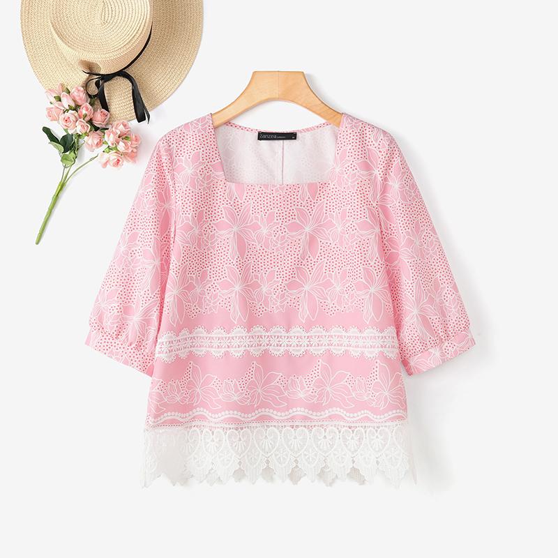 

ZANZEA Женская летняя блузка с квадратным вырезом и рукавом 3/4 XL