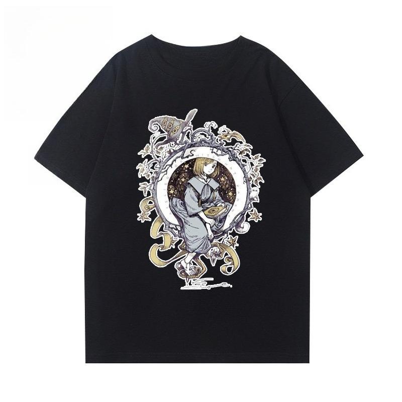 2026 Summer Witch Hat Atelier Coco Single Sided TShirt Cauldron Mage Anime Print Oversized Cotton Tee For Otaku Fans