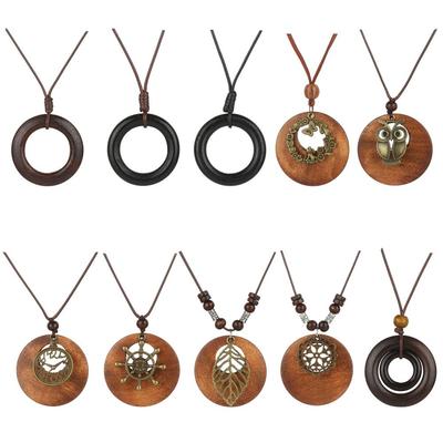 Damen Schmuck Vintage Lederband Halskette Kleidung Anhänger Pulloverkette Pullover Halskette