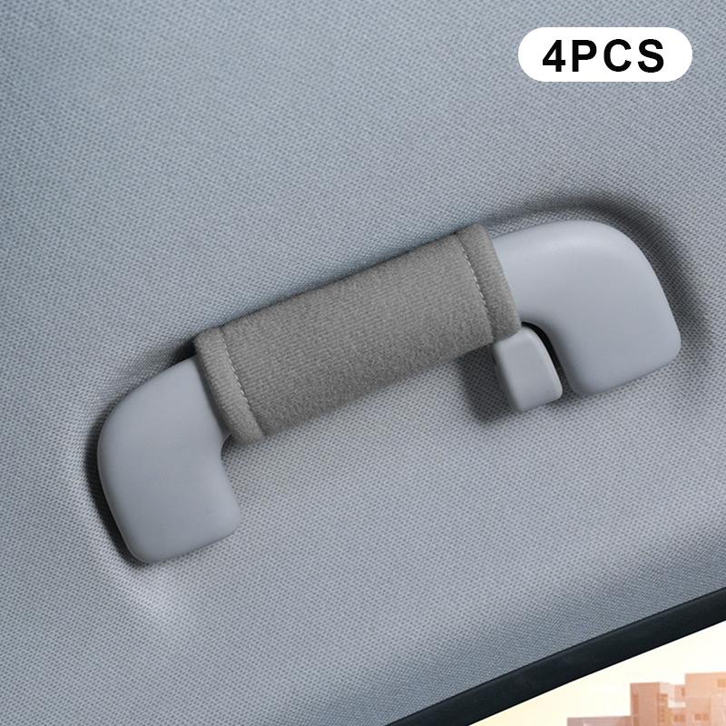 2/4 Stück Weicher Plüsch Auto Dach Armlehne Rutschfester Auto Haltegriffschutz Zuggriffabdeckung Dachgriffabdeckung Auto Innenzubehör