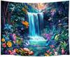 Arazzo Cascate Forestali Arazzi Paesaggio Naturale Arazzi Fiori Farfalle Piante Floreali Colorate Estetica Fantasy Muro