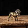 Brass Lion Figurine With Vintage Antique Finish And Exquisite Carvings For Home Office Desktop Decor