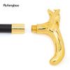 Bastón de Paseo Decorativo de Moda Cabeza de Lobo Dorado Mordiendo Bastón Elegante para Caballero Cosplay Pomo Báculo 92cm