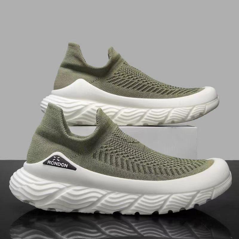 Herren-Schlupfschuhe, modische Sneakers, leichte Laufschuhe für Männer, gestricktes Mesh, Workout, atmungsaktiv, lässig, rutschfest, Tennis-Outdoor-Sneaker