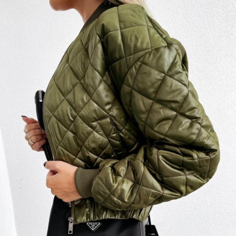 Autumn and Winter Women's New Long-sleeved Solid Colour Short Section Zip Jacket Cotton Jacket