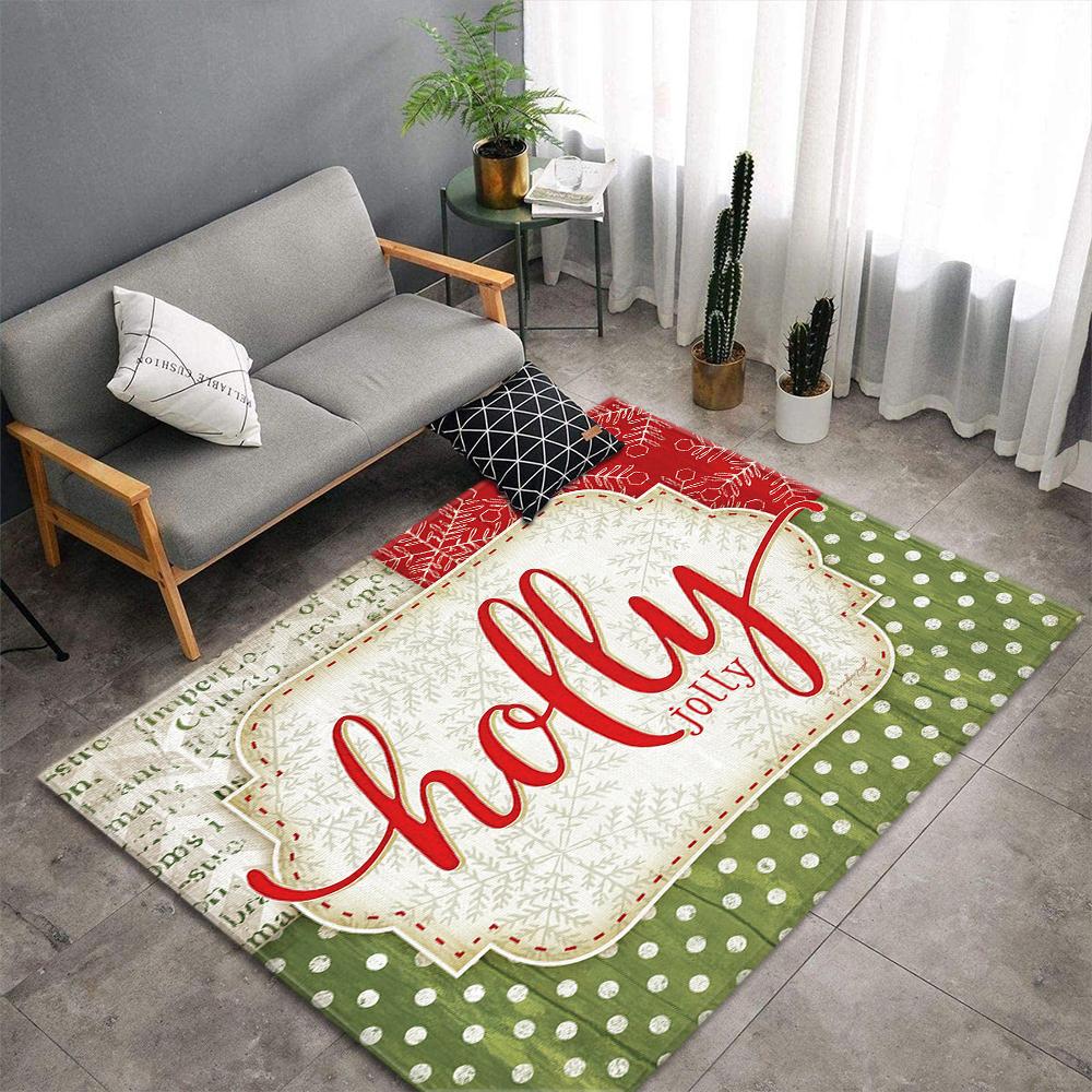 Christmas Tree Living Room Area Rug Xmas Gift Carpet Kids Play Bedroom Rug Santa Claus Print Home Decor Doormat Kitchen Floormat