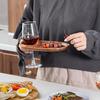 Wood Appetizer Plates Set of 4 Acacia Wood Appetizer Plates Wooden Cocktail Appetizer Plates with Wine Glass Holder Cheese Board