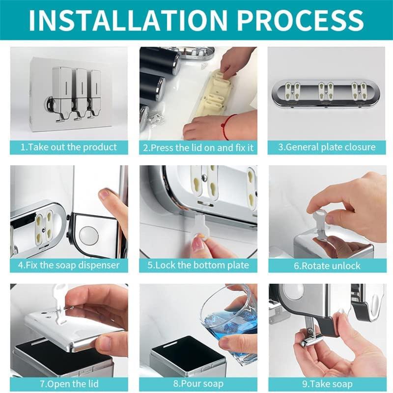 Square Soap Dispenser Shower Gel Dispenser Wall Mount Shampoo Liquid Dispenser Household Bathroom Accessories Kitchen