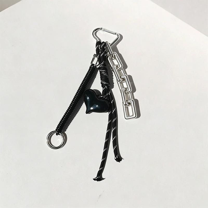 Yogodlns Bag Keyring Braided Women with Spring Rope Red Heart Hanging Decorations Bag Charm Luxury Gift