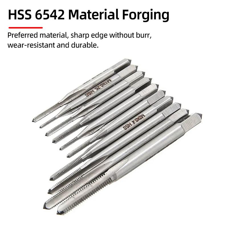 Metric Tap HSS 6542 Mini Thread Tap Drill Bit M1-M3.5 Straight Flute Machine Screw Tap Adjustable Tap Wrench M1-M8 Tapping Tool