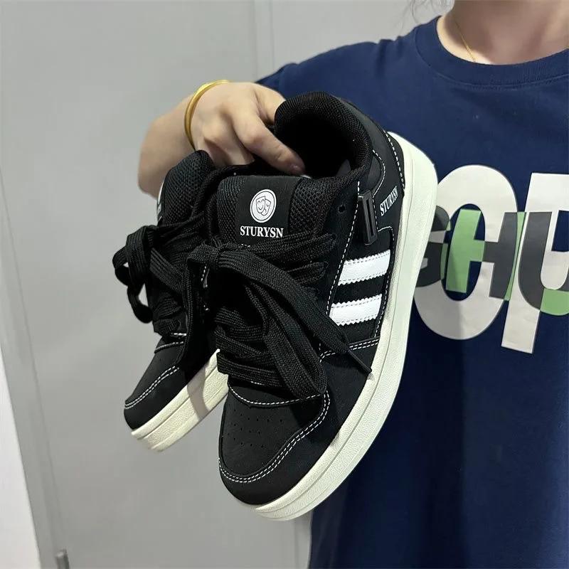 Couple's Sneakers High Quality Leather Casual Shoes Fashion Street Skateboard Shoes Unisex Sport Running Shoes Tennis Footwear