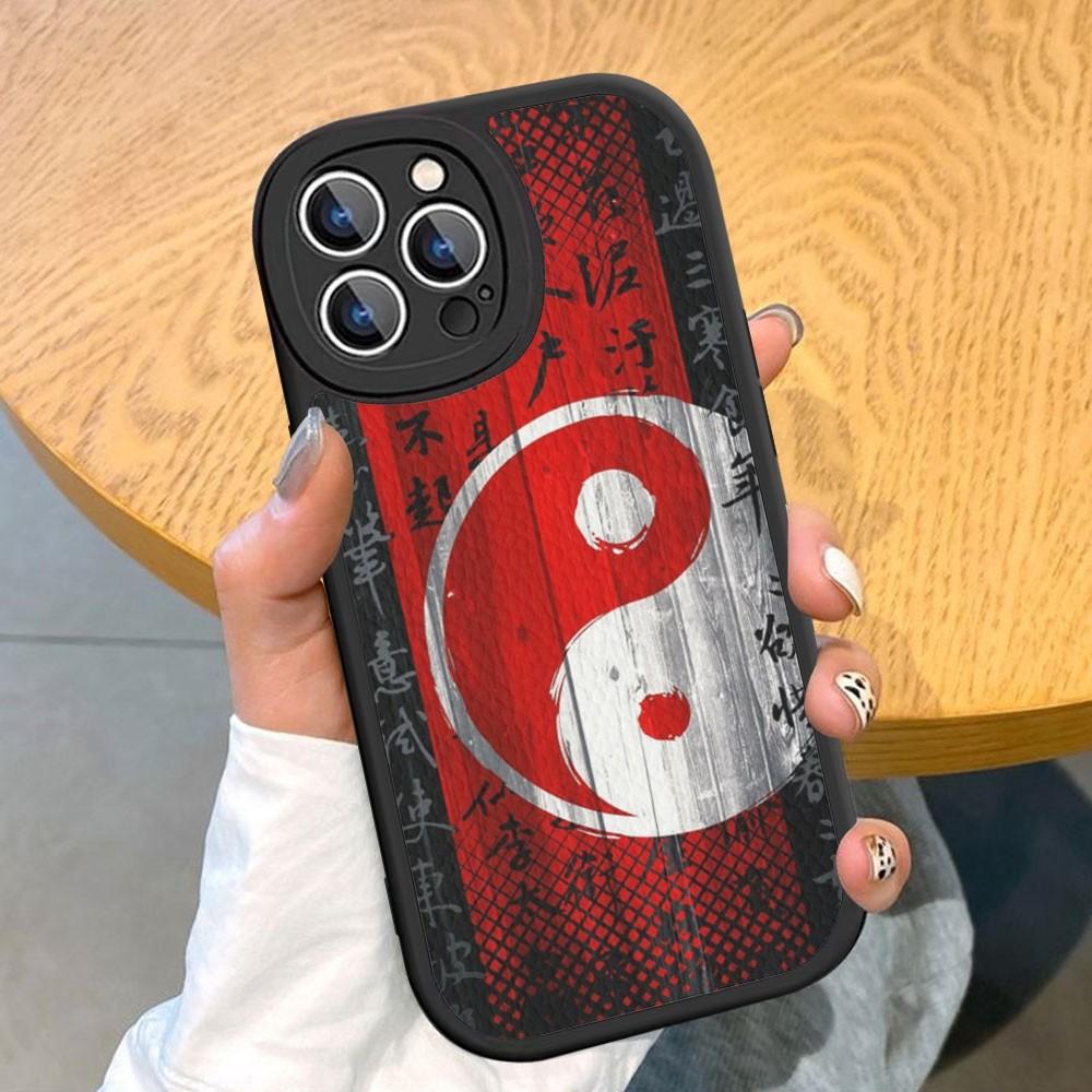 Naturalize Yin and Yang Chinese Tai Chi Pouzdro na telefon z tvrdé kůže pro iPhone 14 13 12 Mini 11 14 Pro Max Xs X Xr 7 8 Plus Fundas