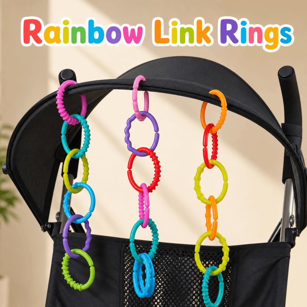 10PCS Smooth Surface Rainbow Hanging Ring Stroller Attachment Babies And Toddlers Stroller
