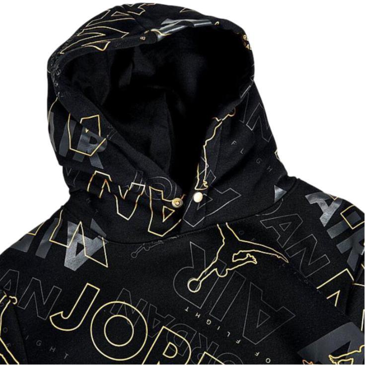 Jordan Letter Print Hooded Pullover Sweatshirt Kids sweatshirts Black 95C017-023