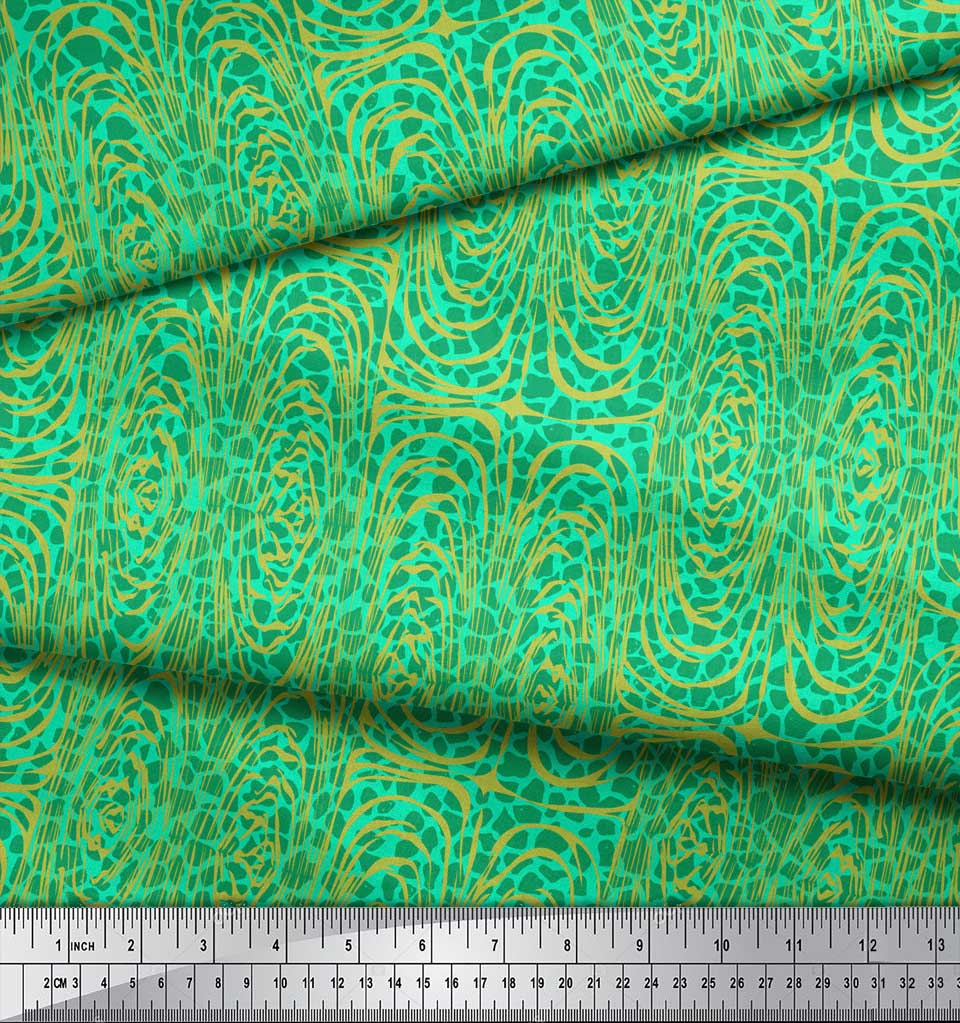 Soimoi Blue Japan Crepe Satin Fabric Zebra & Leopard Animal Skin Printed Fabric 1 metre 42 Inch