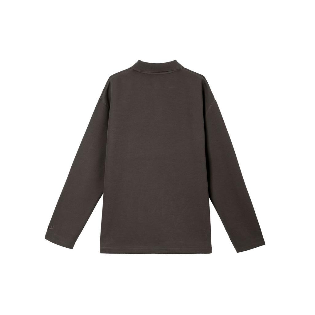 Nike Tech Fleece Reimagined Solid Loose Long Sleeve Polo Shirt Men tops Baroque-Brown FZ7571-237