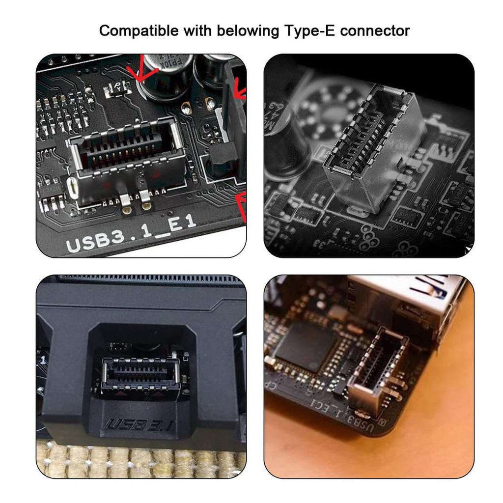 cablecc USB-Frontpanel-Header Buchse auf Stecker Motherboard Erweiterungsdaten Winkeladapter 3 Stück 3.1 Typ-E Typ-A & Typ-C USB-C