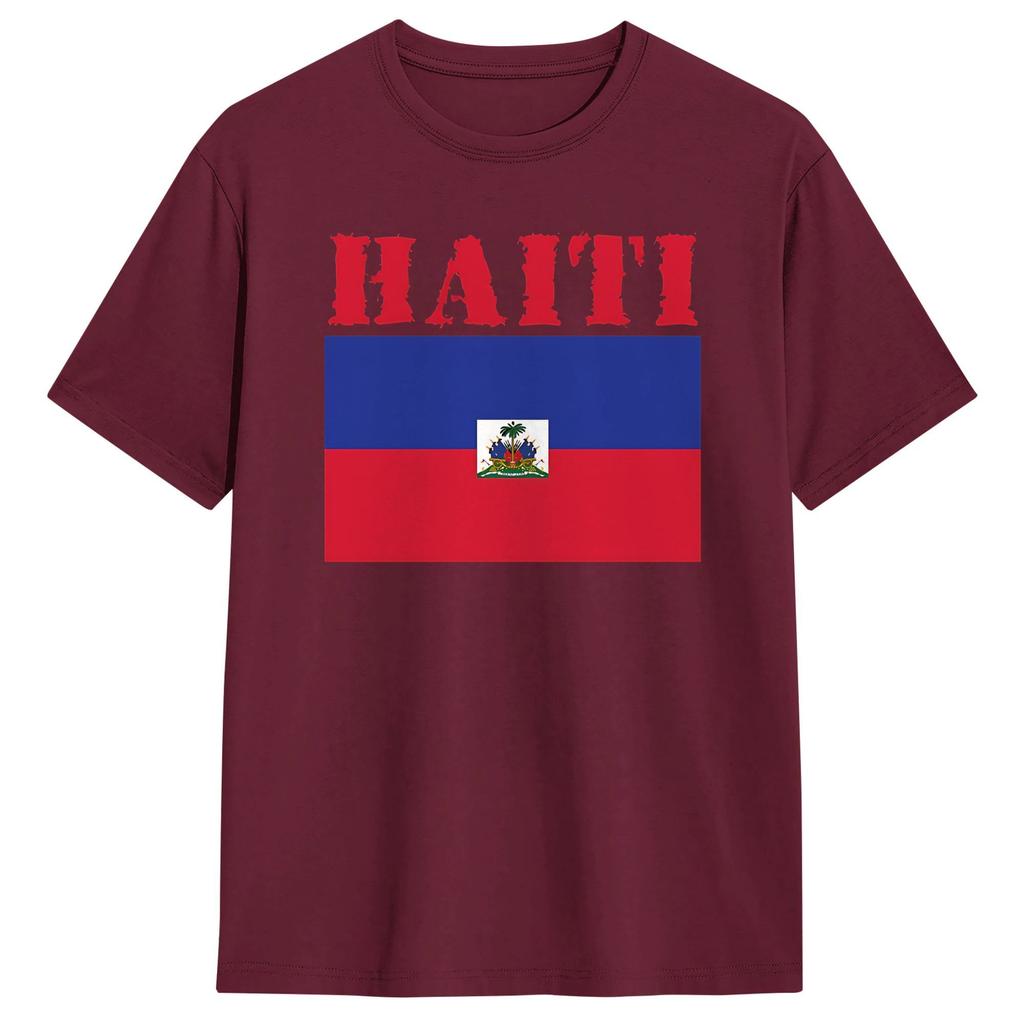 Unisexs TShirt Haitian Flag Love Haiti Awesome Cotton Tee Shirt Short Sleeve  T Shirt Crew Neck Clothes Unique