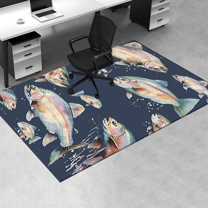 Rainbow Trout Chair Mat: Office Carpet for Home Decor, Sofa Rug, Large Floor Mat, Gift for Office and Living Room
