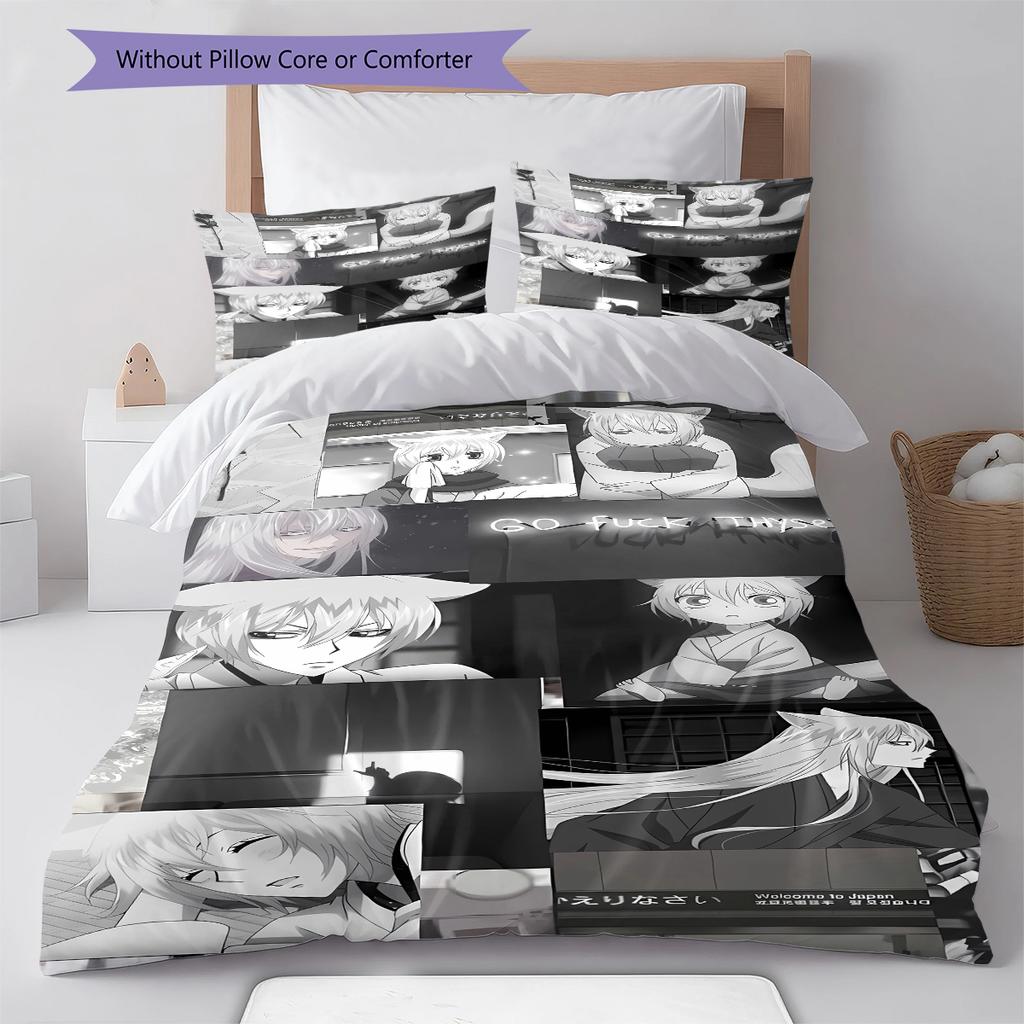 Kamisama Kiss Pattern Bedding,Quilt Set Quilt Cover Pillowcase Home Birthday Gift (1 * duvet cover + 2 * pillowcase, without core)