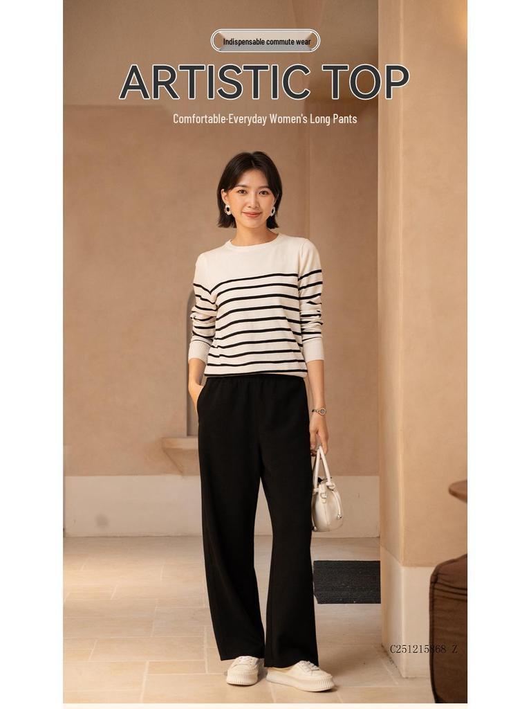 YUN Dark Blue Petite Low-Waist Wide-Leg Pants, Autumn/Winter 2025 Collection