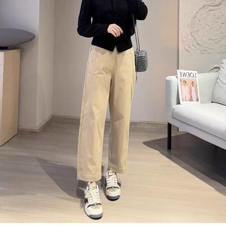 

Women s Petite Straight-Leg Nine-Point Pants - Super Soft, Hip-Covering, Casual Khaki/Dark Blue 3XL (Recommended 143-153 lbs) хаки