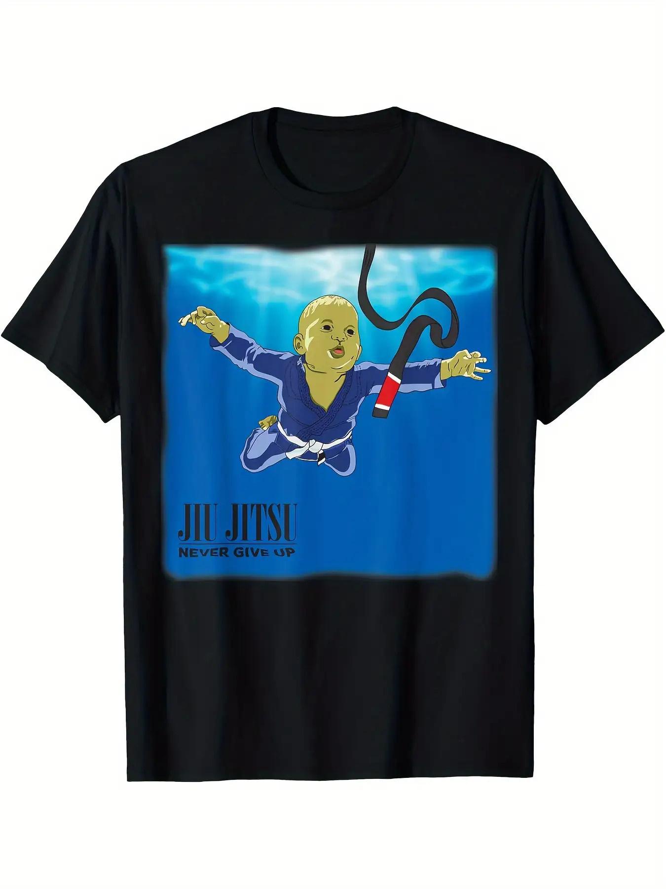 Men S Graphic T-Shirt Featuring a Never Give Up Bjjbelt Design XL