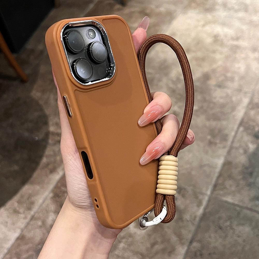 Luxury Soft Silicone With Lanyard Phone Case For iPhone 11 12 13 14 15 16 Pro Max Plus Shockproof Bumper Cases Cover