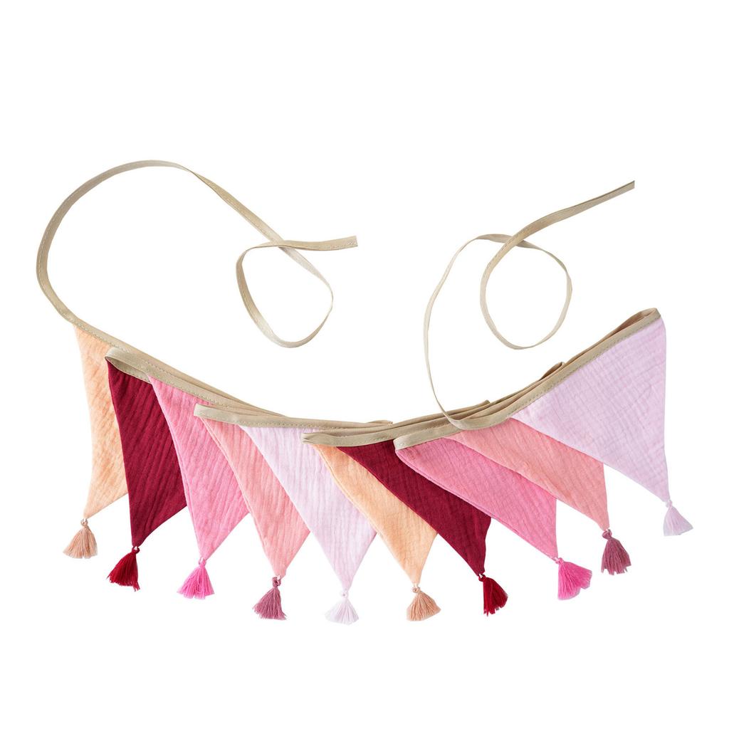 Fade Resistant Cotton Crepe Fabric Bunting Triangle Pennant Children's Room Wall Hanging Party Accessories