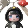 Face Changing Cartoon Girl Toy Stress Relief Penguin Costume Girl Toy with 3 Expressions Keychain Pendant Backpack Purse Charm Party Favors