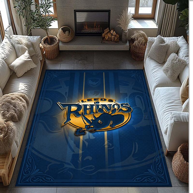 Leeds Rhinos Crystal Velvet Carpet Soft Anti?Slip Floor Mat Comfortable Home Living Room Bedroom Decor Rug