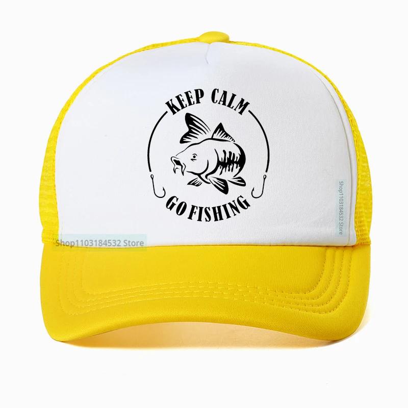 Keep Calm Go Fishing Unisex Baseball Cap High Quality Unisex outdoors hunting Fishing hat summer Mesh Sun Hat Spring Autumn visor Caps