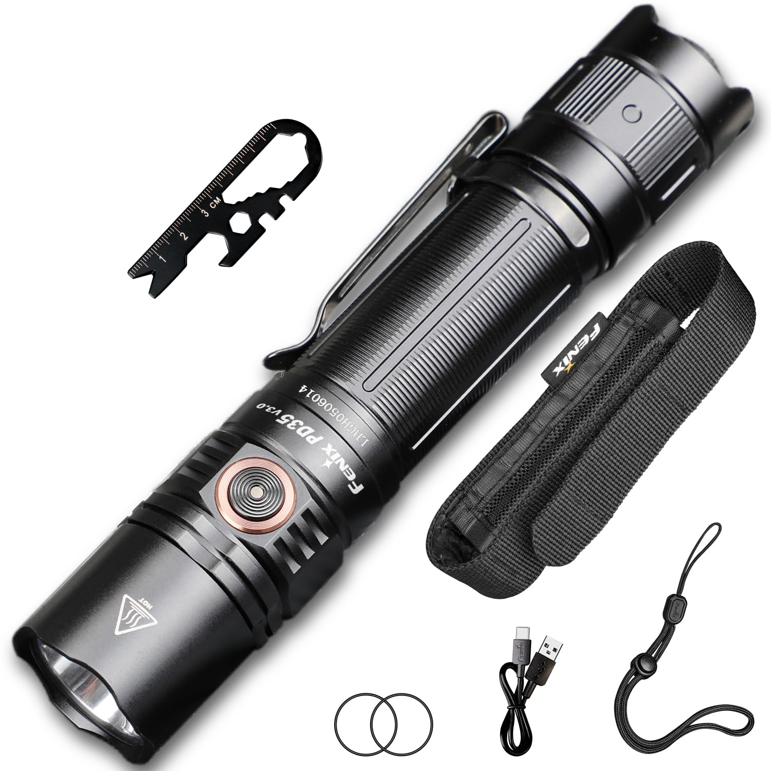 

Fenix PD35 Tactical Flashlight LED Flashlight 1700 Lumens High Brightness 3400mAh USB Rechargeable 357 Meter Illumination IP68 Waterproof Dustproof чорний