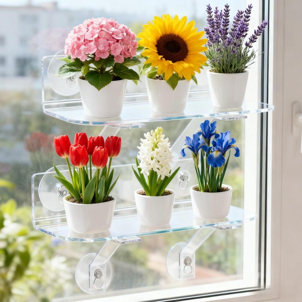 12x5 Inch Size Acrylic Plant Shelf Window Shelf Set