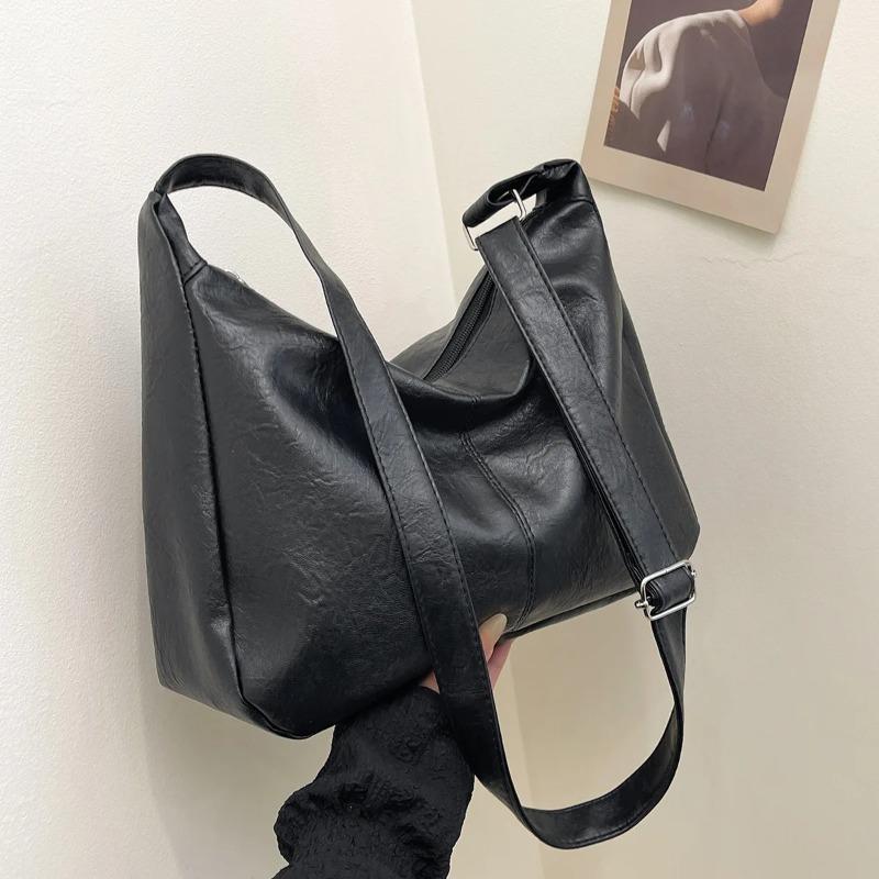 Retro PU Leather Crossbody Bag, Women's Fashiable Commuting Casual Tote Bag, Large Capacity Versatile Handbag Shoulder Bag