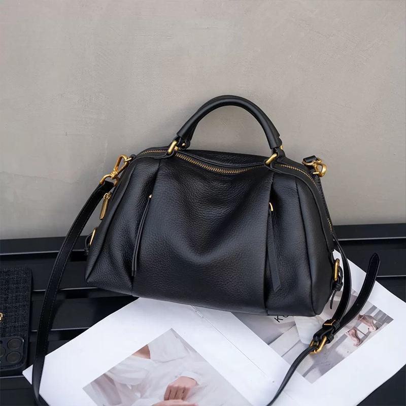 

Элегантная сумка через плечо из натуральной кожи в европейском и американском стиле — высококачественная вместительная женская сумка. чёрный