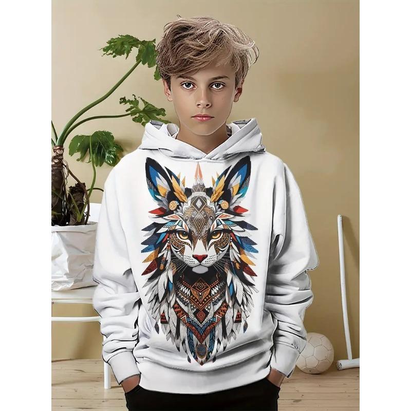 Autumn Cute Cartoon Animal Pattern 3D Printed Hoodies Fashionable Casual Sports Long Sleeved Children's Boy Hooded Sweatshirts