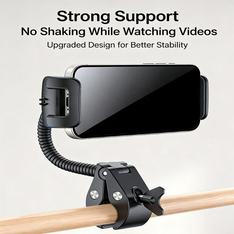 360 Degree Rotating Mobile Phone Clamp/Magnetic Holder Gooseneck Bracket for Cellphone Tablet Exercise Bike Phone Mount